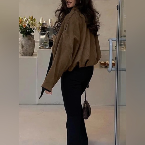 NWT Brown Bomber Jacket - Picture 7 of 11